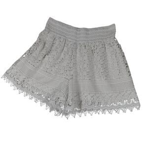 Kathy Lace Trim Shorts Womens Large White Elastic Waist Boho Pull On
